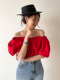 French mature style off-shoulder two-wear shirt for women in summer new style, age-reducing one-length puff sleeve versatile top