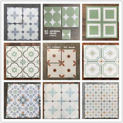 Minimalist Nordic Trendy Small Floral Tiles 300X300 Bathroom Wall and Floor Tiles Kitchen Pattern Tiles Non-Slip Colorful Balcony Background Tiles