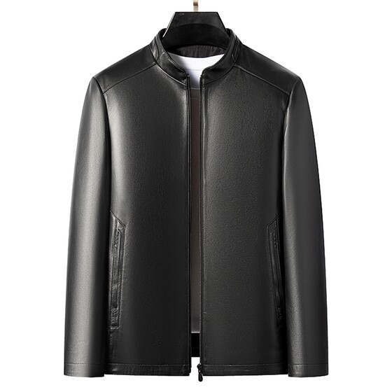 
100% first-layer sheepskin men's new stand-up collar leather jacket business casual genuine leather jacket men's jacket dad wear