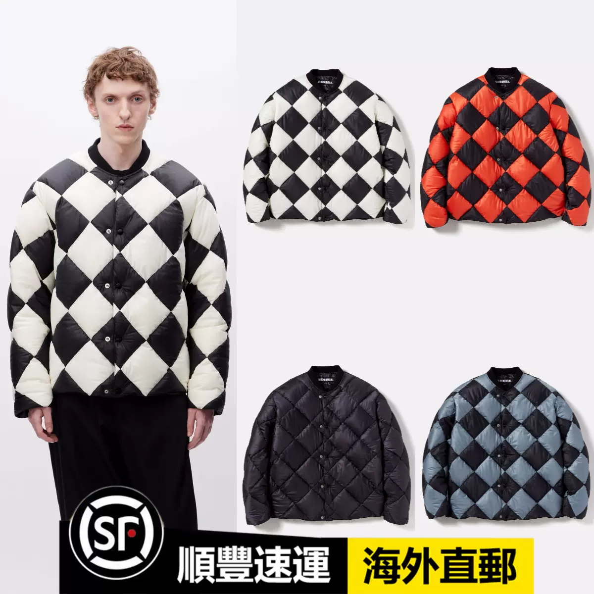 日本Neighborhood CHECKER DOWN JACKET 男23冬格纹纽扣羽绒服3-Taobao