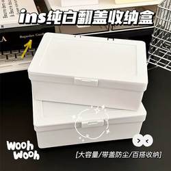 Desktop Storage Box Mirror Cabinet for Makeup, Skin Care Products, Miscellaneous Items, Rectangular Plastic Box with Lid, Snack Dressing Table Storage Box