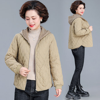 
Stylish short solid color hooded cotton coat