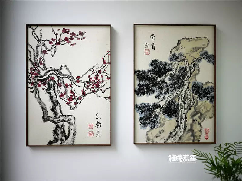 画家程晓燕作品原作手绘真迹梅花水墨画松中国画收藏新中式挂画