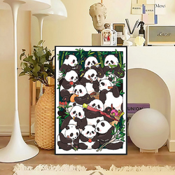 Diamantová Malba Národní Poklad Panda Rodinný Portrét Květiny Ručně Vyráběné Tečkové Samolepky Roztomilý Křížkový Steh Kamínky S Rámovou Výšivkou Plné Diamantů 5d