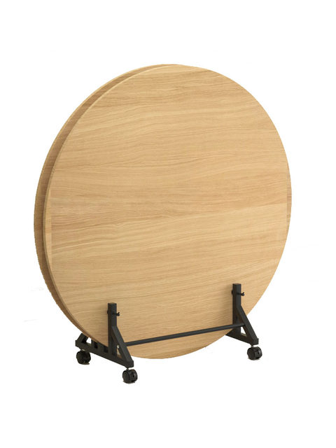 Floor-standing round table top display rack tempered glass metal base ...