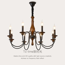 American Retro Chandelier, Living Room Main Light, Bedroom, Dining Room, Study Light, Country Style B&B, Medieval Creative Candlestick Lamps