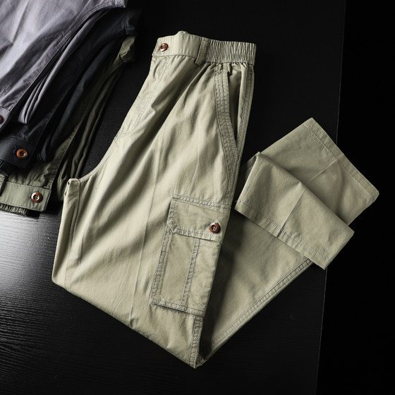 
Great outdoor goods! Cotton gauze cards! Three-dimensional multi-pockets! Trendy spring men's straight sports and casual overalls