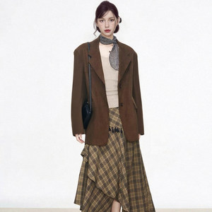 
8.12 new product WESTAYOONE suede blazer for women's small 2025 new style + tassel plaid skirt