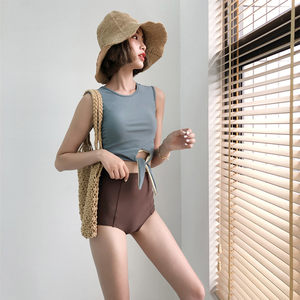 INS style conservative sexy split bikini steel support small chest gathered high waist to cover the belly and thin, the student swimsuit girl