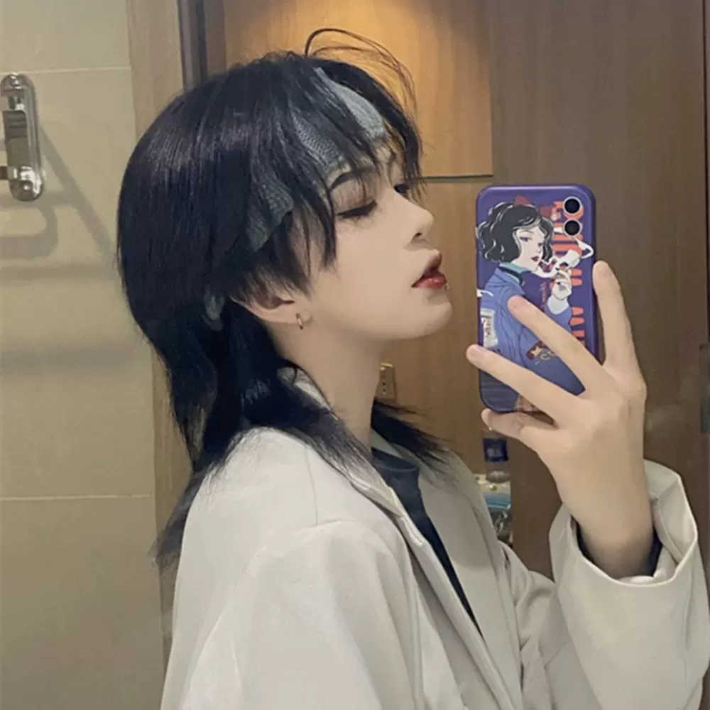 假发女短发日系鲻鱼头发型帅气假发套男狼尾头假发