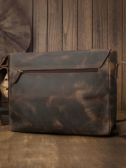 クレイジーホースレザーショルダーバッグ - レトロ香港スタイルクロス