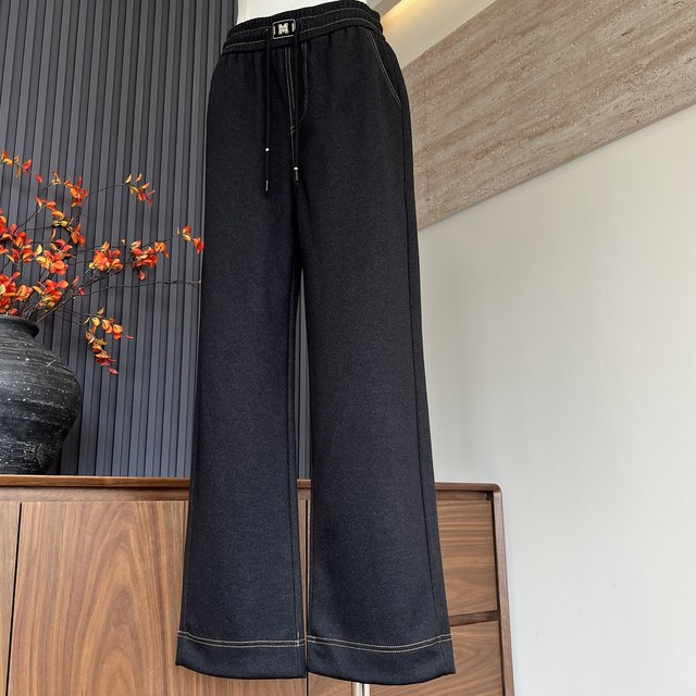 Fashionable jeans mom wear autumn and winter new velvet pants for middle-aged and elderly women straight warm slimming draping trousers