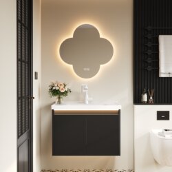 Black Skin-Tone Honeycomb Aluminum Bathroom Cabinet Set with Integrated Ceramic Washbasin for Bathroom Sink 1145