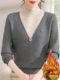 Mom's winter clothes plus fluff sweater new half turtle neck fake two pieces autumn and winter thickened integrated velvet middle-aged and elderly base shirt for women