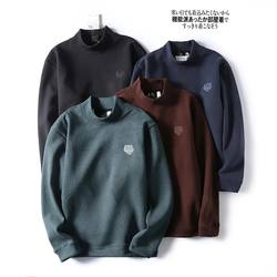 Foreign Trade Original Elastic Velvet Fleece-Lined Thickened Tiger Head Embroidery Half-High Collar Warm Base Layer Men's Autumn and Winter Sweatshirt 0703