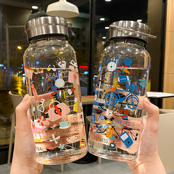Large Capacity Glass Cup 1000ml Extra Large Water Bottle Portable High Temperature Resistant Student Household Water Bottle for Men and Women Large Size