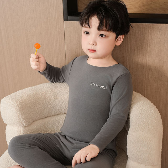 CF children's thermal underwear set autumn clothes and long pants for girls and boys, middle and large children's velvet boys' autumn and winter pajamas, home clothes