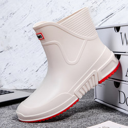 Fashionable Rain Boots for Men, Short-Tube Non-Slip Rain Boots, Wear-Resistant Thick-Soled Outdoor Fishing and Car Washing Waterproof Rubber Shoes, Unisex Water Shoes