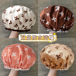 Double-Layer Shower Cap Waterproof Adult Women's Shower Bath Shower Cap Shampoo Cap Headgear Kitchen Ladies Anti-Oil Fume Cap