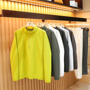 
2025 autumn and winter new inner base long-sleeved T-shirt outdoor hiking men's and women's half-zip fleece sweater 1650