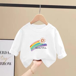 
New spring and autumn 100% cotton children's clothing thin tops for boys and girls long-sleeved T-shirts casual bottoming shirts