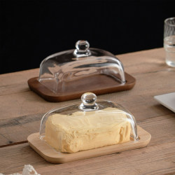 Glass-Covered Wooden Dessert Bread Cake Tray Commercial Rectangular Butter Box Dessert Table Display Tray with Lid
