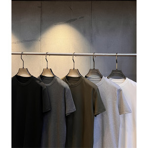 
Solid color simple practical and versatile basic wood pulp fiber long velvet cotton fit round neck short sleeve T-shirt base inner men