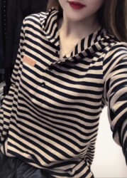 2026 New Long-Sleeve Hooded T-Shirt, Cropped Casual Versatile Slimming Striped Top for Women, Trendy