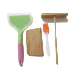 Bamboo Dragonfly Spatula Scraper Silicone Spatula Brush Scraper Tool for Spreading Grains, Pancakes, Fruit, Kitchen Household Pancake-Making Tool