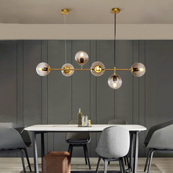 Nordic Light Luxury Restaurant Lighting, Minimalist Geometric Linear Sphere Pendant Light, American Post-Modern Creative Bar Counter Lamp