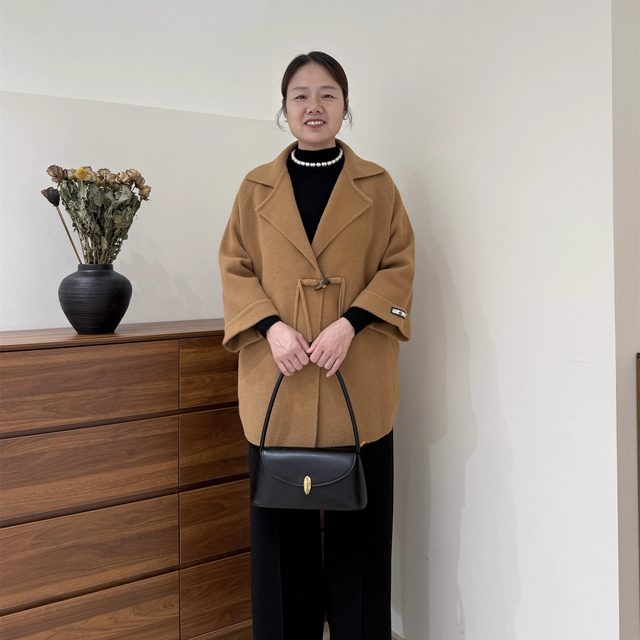 Fashionable middle-aged mother autumn style coat large size middle-aged and elderly women double-sided woolen coat cardigan autumn and winter clothes