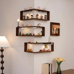 Blind Box Storage Box, 90-Degree Corner Display Shelf for Figurines, Solid Wood Wall-Mounted Corner Shelf for Entryway