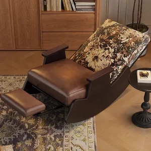 
Solid wood retro rocking chair, home balcony, antique style leisure chair, living room, lazy sofa chair, leisure recliner rocking chair
