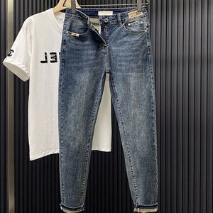 
Withdrawn from the counter ~ Men's nine-point jeans trendy brand Korean version slim summer thin stretch casual pants for small feet