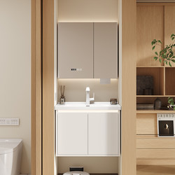 40-Inch Deep Small Apartment Bathroom Cabinet with Integrated Ceramic Basin, Bathroom Cabinet, Washbasin, Toilet, Face-Washing and Hand-Washing Basin Combination