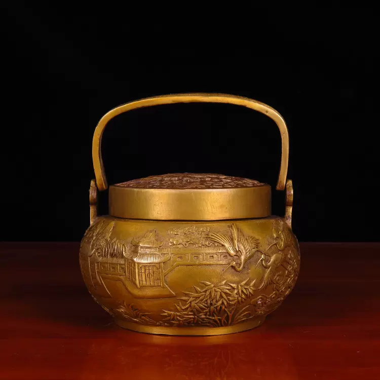 銅器 文房具 茶道具 重厚 極細工 工芸品 美術品 茶寵の置物 仏事 - 工芸品