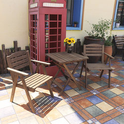  Solid Wood Foldable Table and Chair Set, Portable for Home Use, Outdoor Balcony, Simple Small Coffee Table, Square Round Dining Table