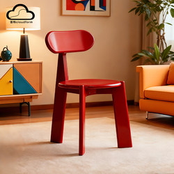 Cloudform丨Medieval Style Slow Chair with Solid Wood Backrest, Dining Chair, Living Room Design, Retro Makeup Chair