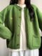 High-end retro green knitted cardigan sweater jacket for women's autumn new lazy loose soft and fashionable top
