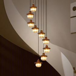 Song Dynasty Aesthetic Pumpkin Staircase Chandelier Retro Duplex Villa Living Room Teahouse Open Loft Apartment Lighting Fixtures