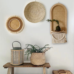 Japanese Wabi-Sabi Wall Decoration Shelf Moroccan Wood Style Shop Sofa Background Wall Decoration Homestay Decorations