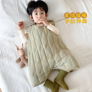 
Baby quilted vest sleeping bag autumn and winter baby cashmere silk sleeveless one-piece nightgown for boys and girls thickened anti-kick quilt