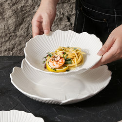 High-End Hotel Large Plate, New High-End Dish Plate for Home Use, Creative Western-Style White Tableware, Ceramic Salad Bowl