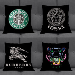 Trendy Nordic Brand Black Pillow with Logo, Fashionable Letter Cushion, Seat Backrest, Office Headboard Pillow