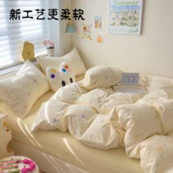 Class a Double-Layer Gauze All-Cotton Four-Piece Bedding Set Pure Cotton Duvet Cover Bed Sheet Quilt Cover New Style Student Dormitory Three-Piece Set 4