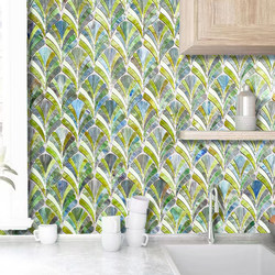 Artistic Colored Shell Glass Fan-Shaped Mosaic Background Wall Simple Modern Kitchen Bathroom Front Desk Homestay Mall Wall Sticker