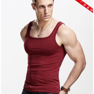 Men's Square Neck Cotton Vest Men's Fitness Tight Sports Bottoming Square Neck Vest Men's Slim Vest