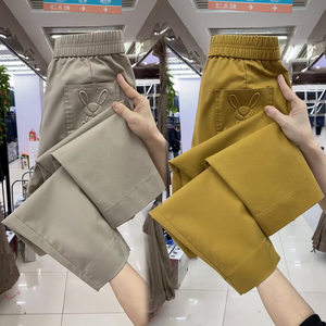 Pure Cotton Crispy Casual Pants for Women 2025 Summer New Loose Small Foot Straight Harem Pants Slim Sport Pants Thin Style