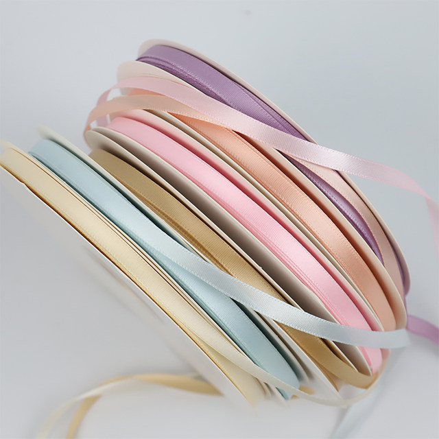 1cm solid color ribbon macaron ribbon DIY threaded satin ribbon cake ...