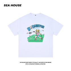 [Mimeinton Field Beautiful Girl] Quick-Drying Ice Silk Sports Cartoon Short-Sleeved Badminton Wear